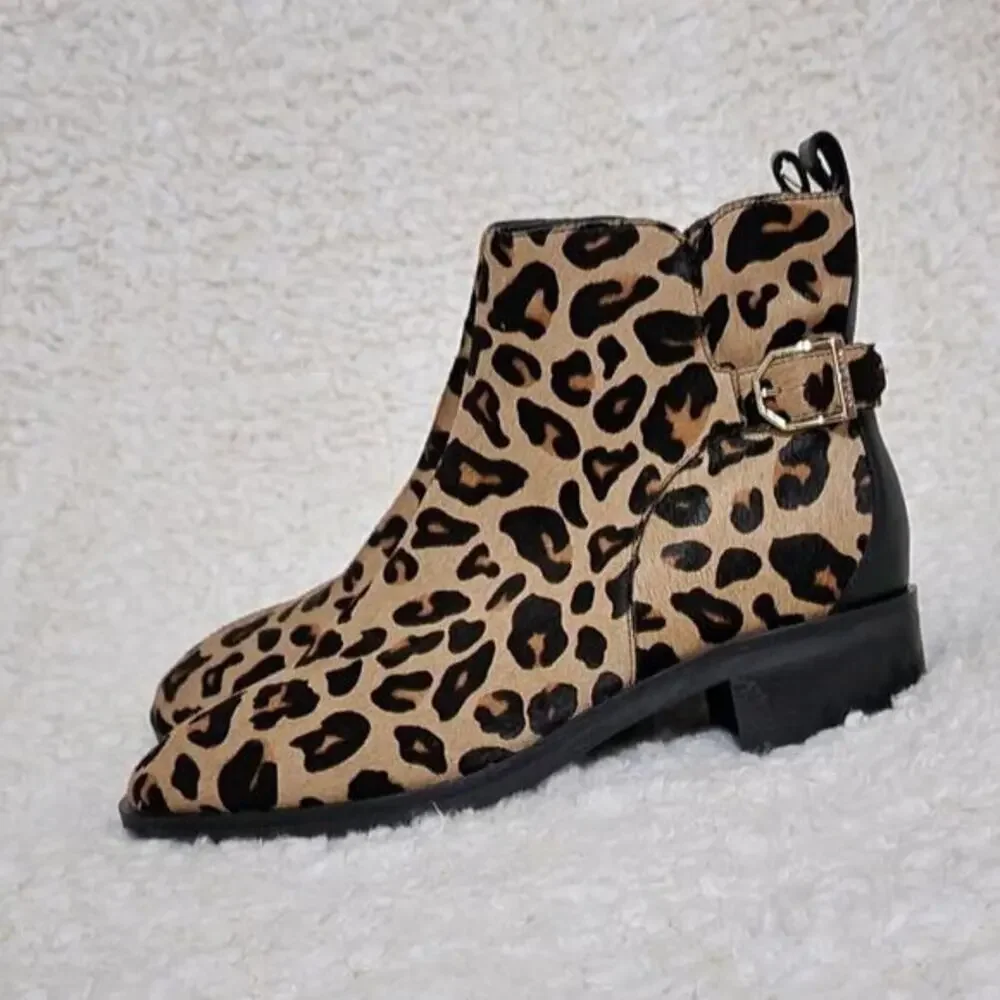Cole Haan Harrington Grand Buckle Bootie in Ocelot Print Haircalf‎ size 8 B new! - Picture 8 of 16